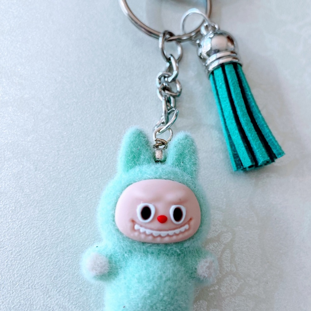 Mint Green Plush Labubu Keychain Toy - Picture 3 of 4